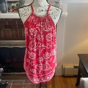 Vibrant Red Floral Top